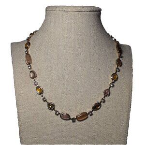 Vintage Signed CH Carolina Herrera  Cabochons and Rhinestone Necklace Choker 16”